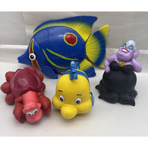 Disney Sebastian Flounder Ursula Bath Toys W/Battery Operated Fish USED *READ...